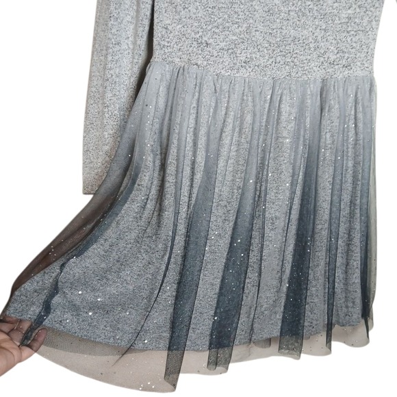 Cat & Jack Girls'  Gray  Long Sleeve Dress, Size L ( 10/12) - Picture 4 of 6